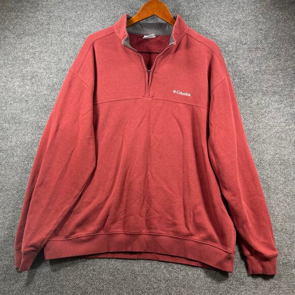 Columbia 1/2 Zip Hart Mountain II Pullover Men's XXL Red Comfort Fit Sweatshirt - Picture 1 of 9
